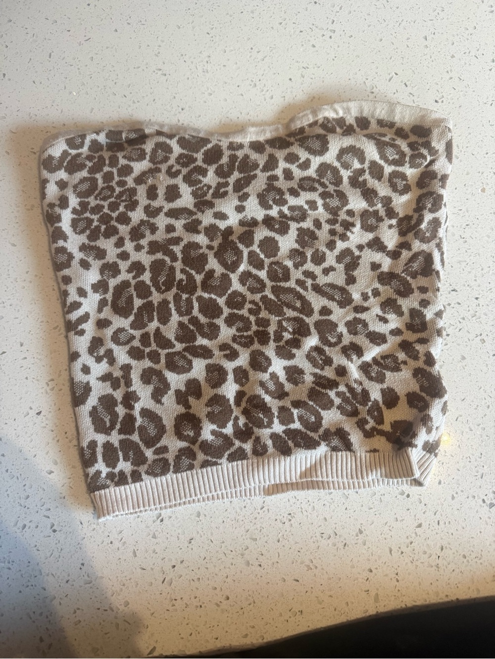Express Leopard Print Strapless Knit Tube Top in Brown and Cream